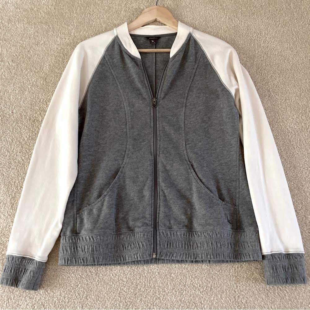 Eddie Bauer Grey/Cream Full Zip Jacket, Small